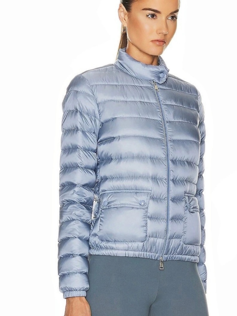 Moncler Longue Saison Puffer Jacket in Blue Size 2 Like New - Picture 2 of 16